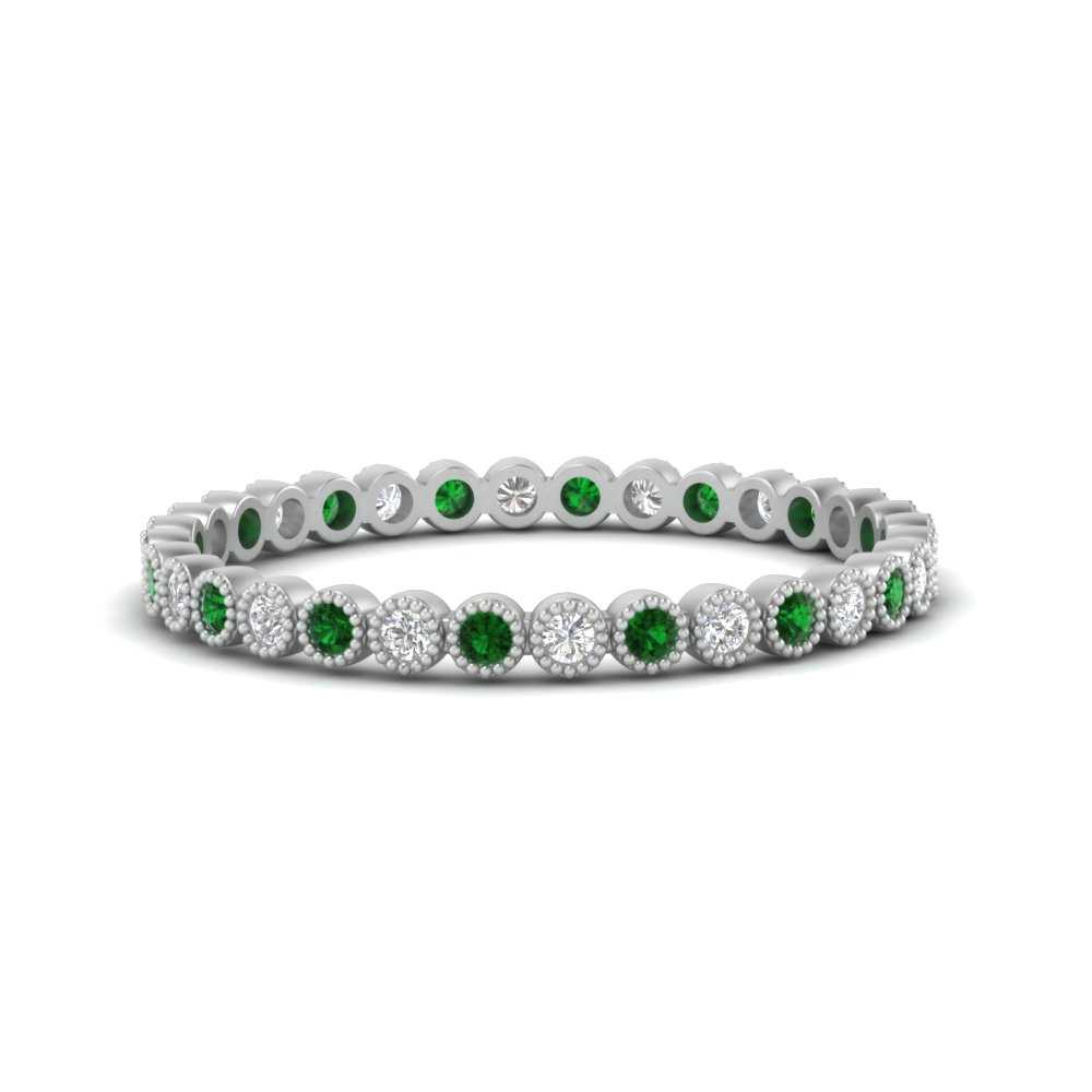 Stackable Eternity Lab Diamond Band With Emerald In 950 Platinum
