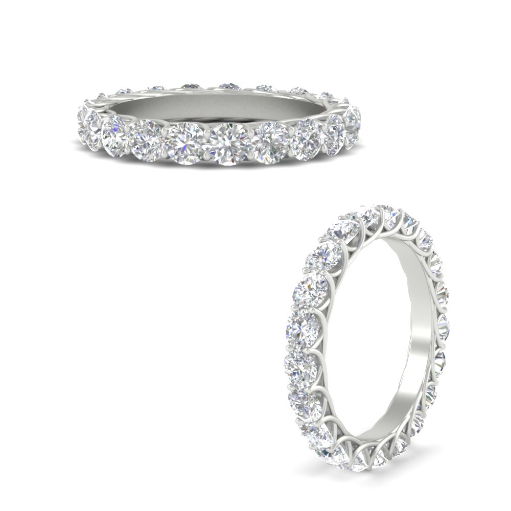 Classic 3 Carat Round Eternity Band Ring with 14K White Gold White Diamond