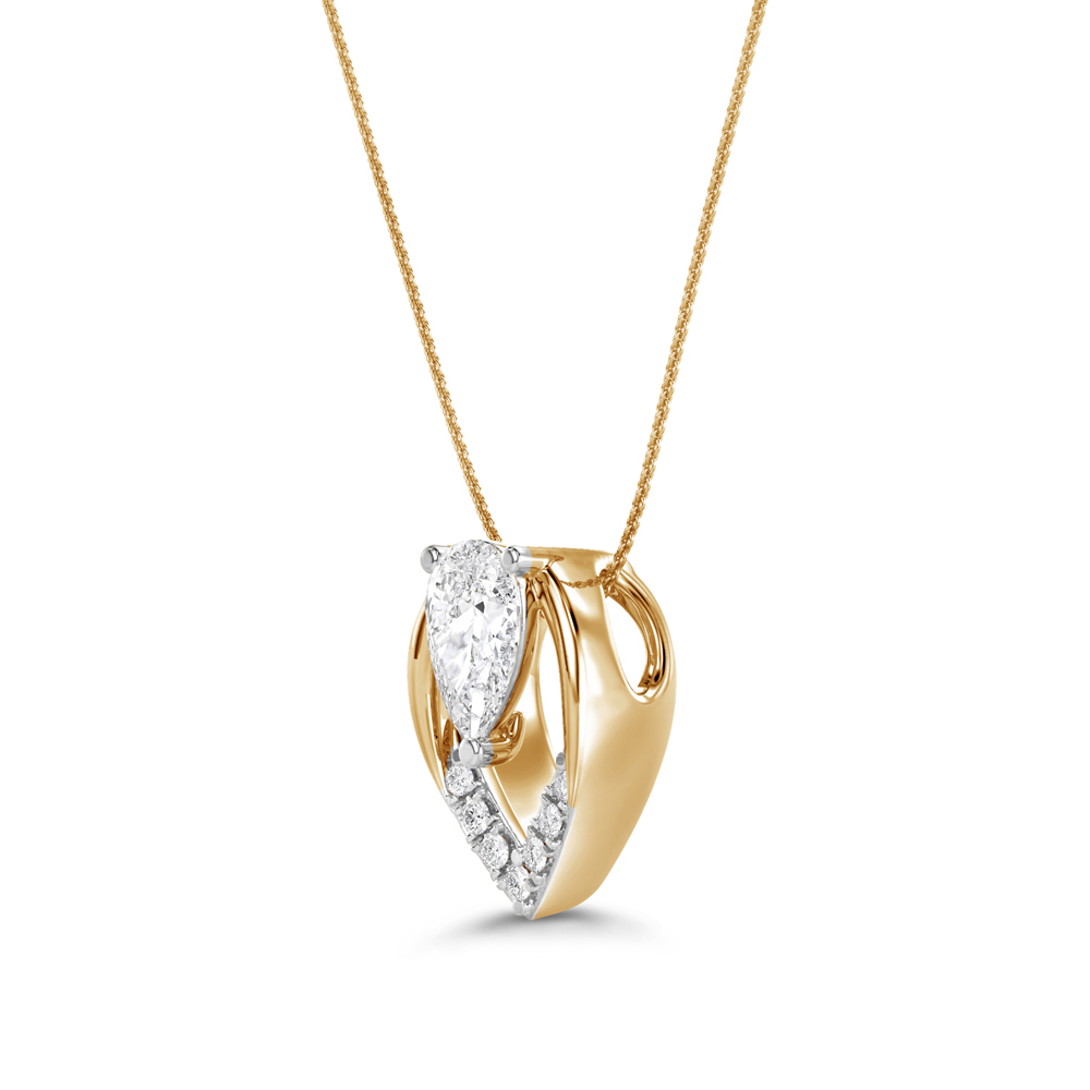 Gold Teardrop Lab Diamond Pendant with 14K Yellow Gold undefined