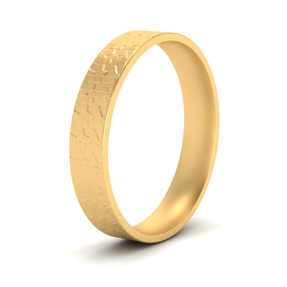 8 Mm Unique Rock Textured Mens Wedding Band with 14K Yellow Gold undefined