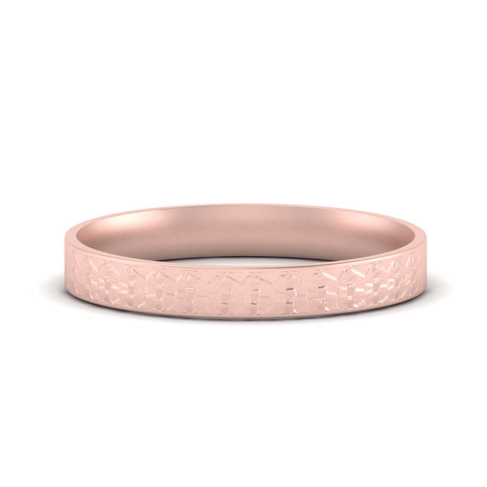 Unique Rock Textured Mens Wedding Band 5 mm with 14K Rose Gold undefined