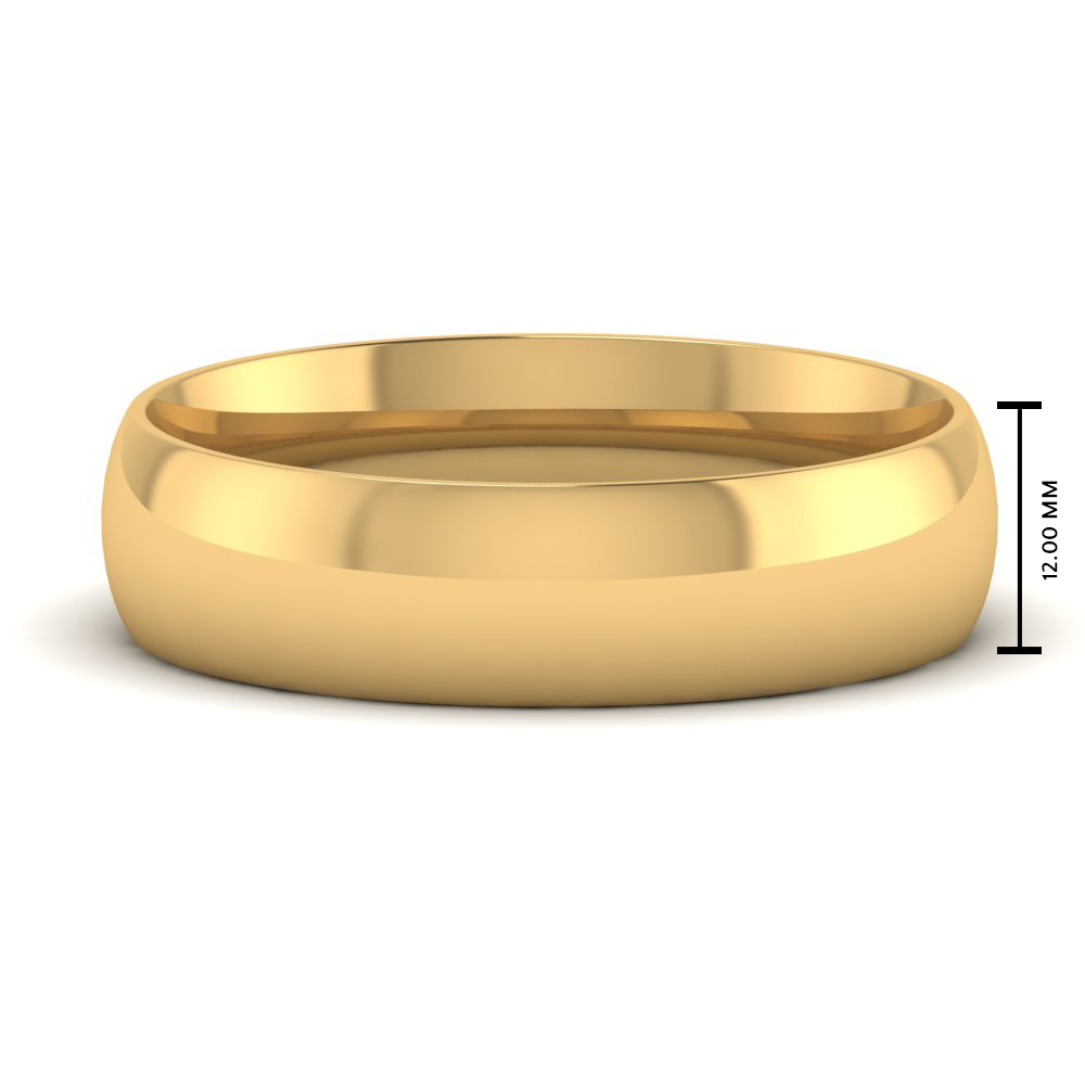 12 mm Mens Classic Comfort Fit Wedding Band with 14K Yellow Gold undefined