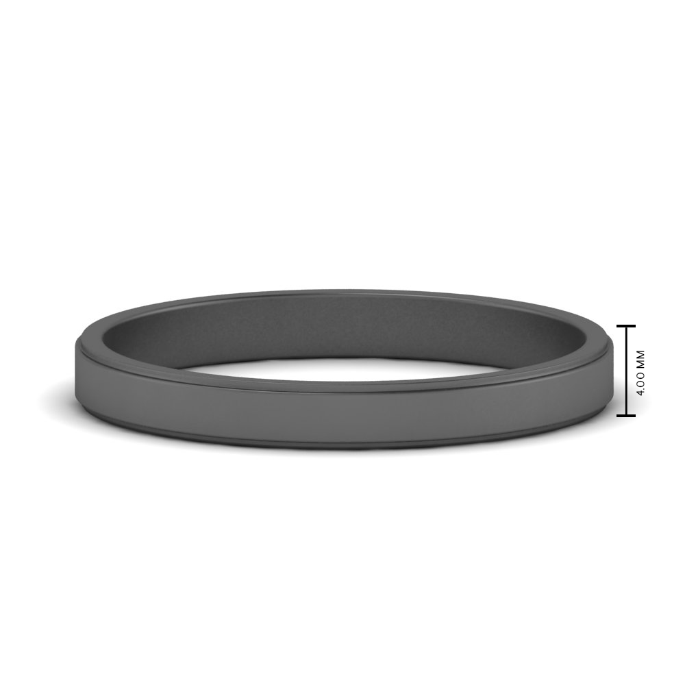 Simple Flat Wedding Band 4MM with 14K Black Gold undefined