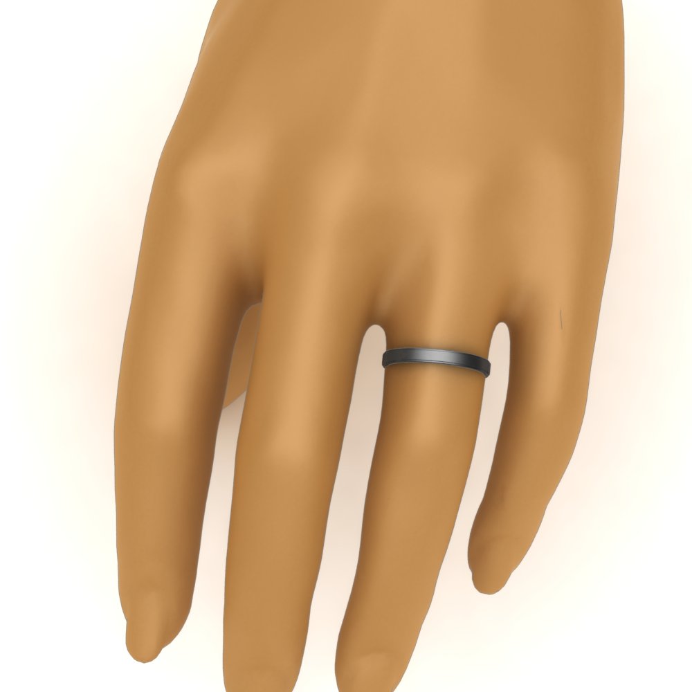 Simple Flat Wedding Band 4MM with 14K Black Gold undefined
