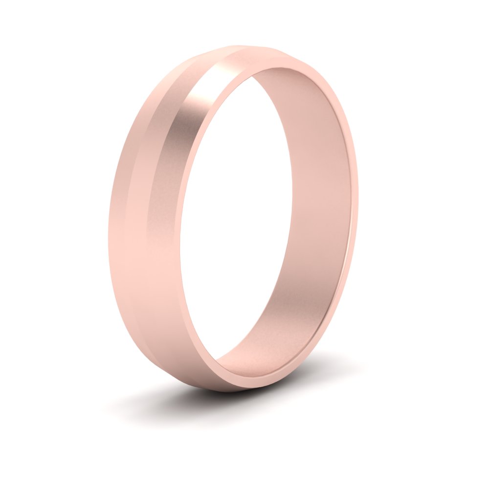 10 mm Beveled Edge Matte Wedding Band with 14K Rose Gold undefined