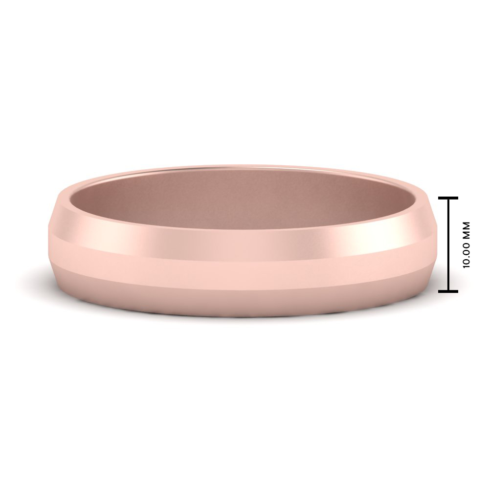 10 mm Beveled Edge Matte Wedding Band with 14K Rose Gold undefined