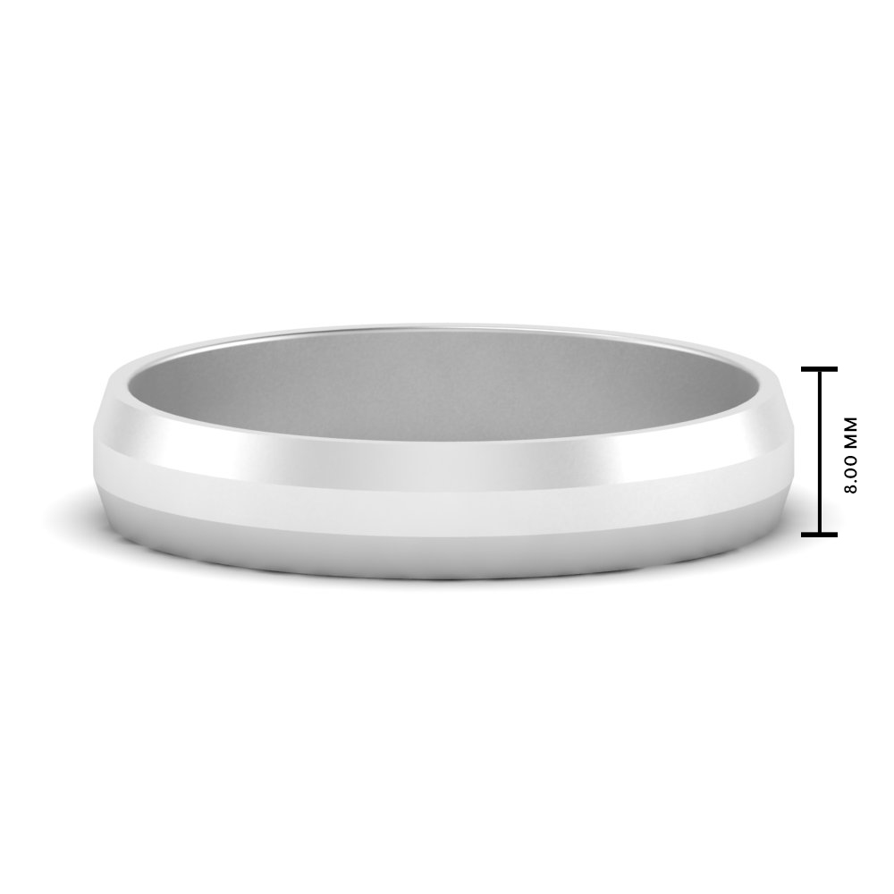 Beveled Edge Matte Wedding Band 8 mm with 14K White Gold undefined