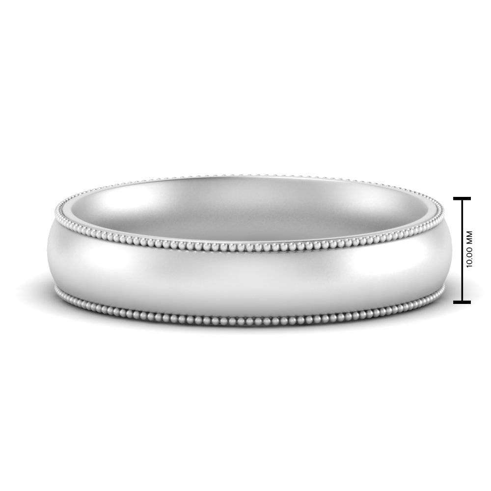 10 mm Milgrain Comfort Fit Mens Anniversary Ring with 14K White Gold undefined