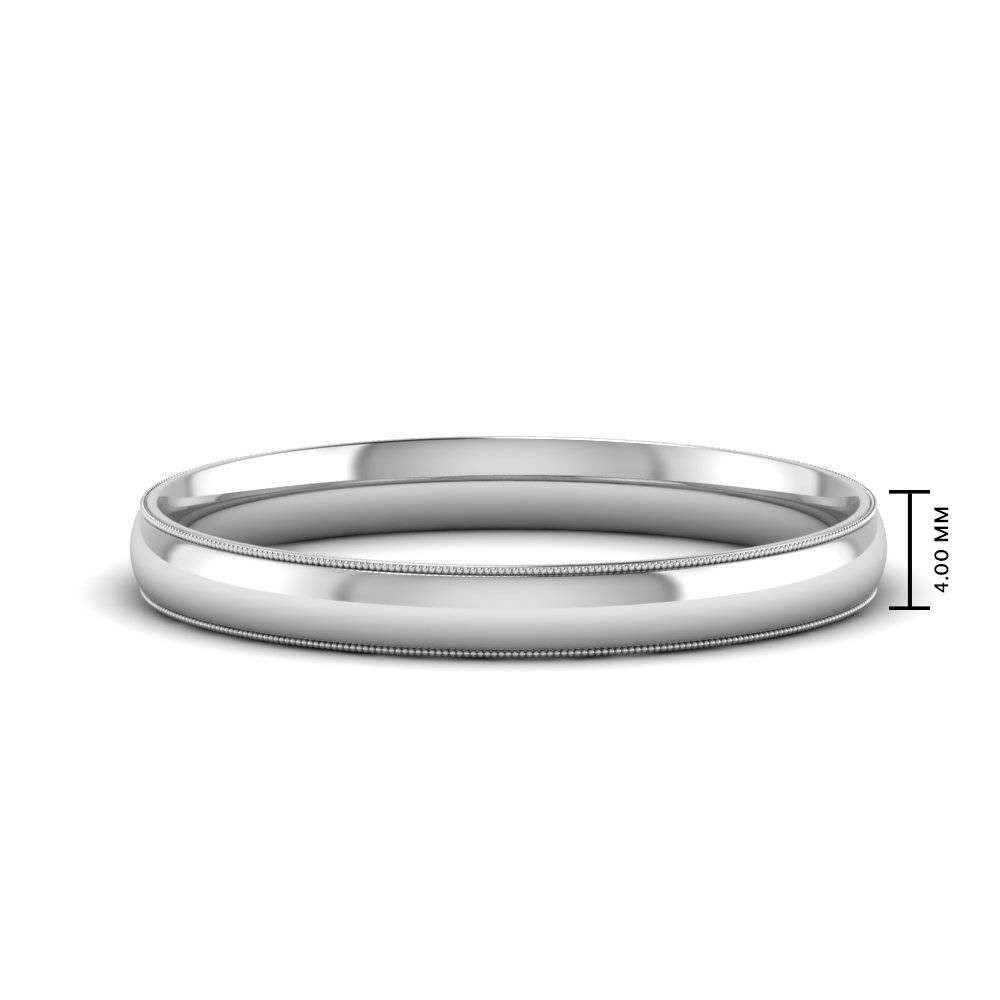 4MM Polished Milgrain Wedding Band with 950 Platinum undefined