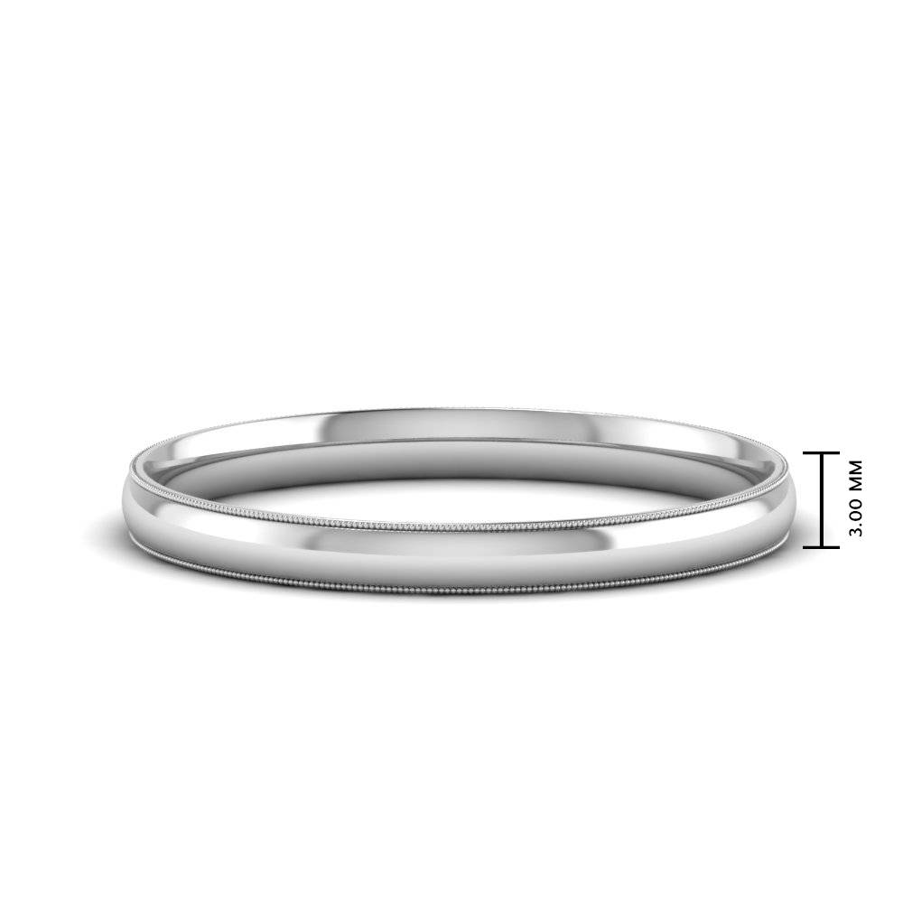 Simple Milgrain Edge Stack Wedding Band with 14K White Gold undefined