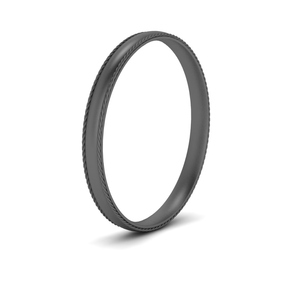 Rope Design Comfort Fit 4 mm Mens Band with 14K Black Gold undefined