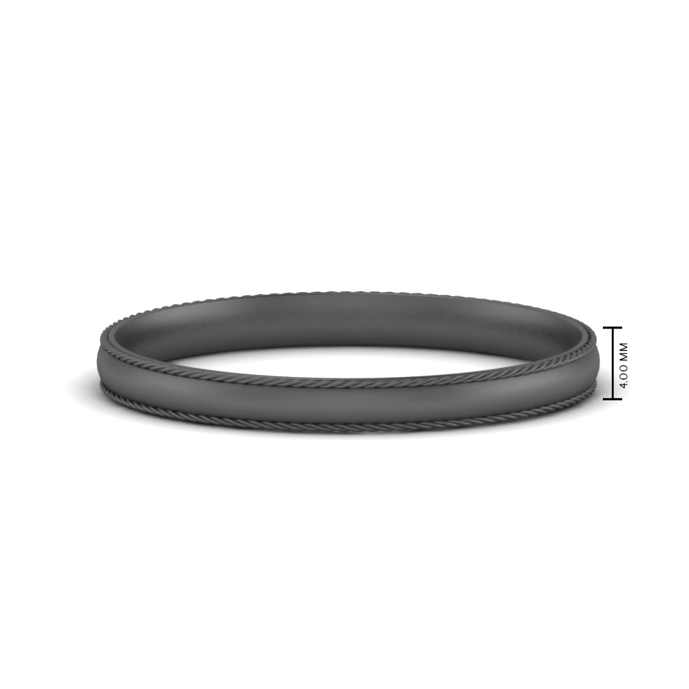 Rope Design Comfort Fit 4 mm Mens Band with 14K Black Gold undefined