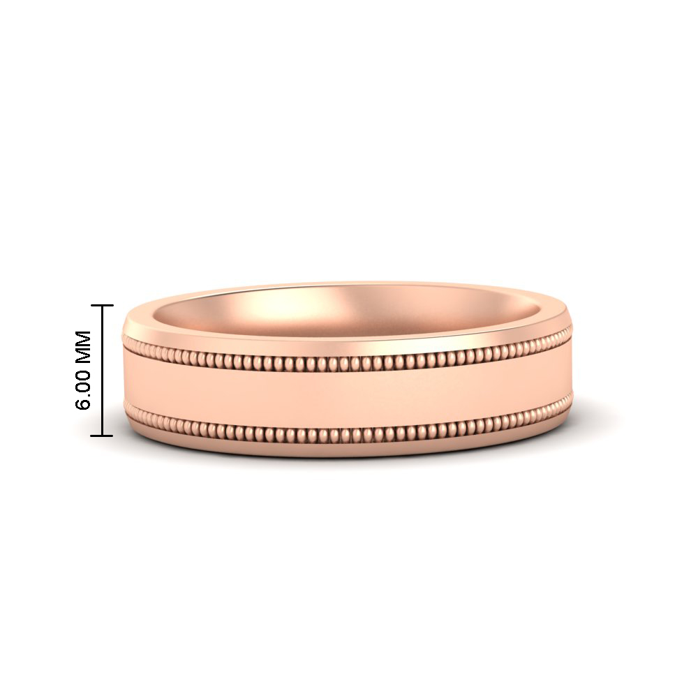 6 mm Together Double Milgrain Mens Wedding Band with 14K Rose Gold undefined
