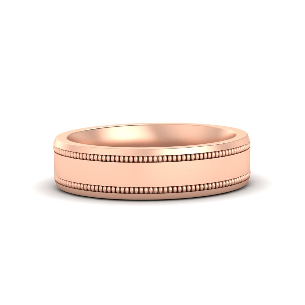 6 mm Together Double Milgrain Mens Wedding Band with 14K Rose Gold undefined