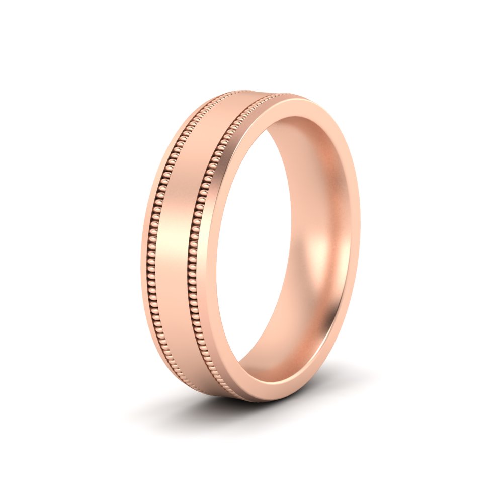 6 mm Together Double Milgrain Mens Wedding Band with 14K Rose Gold undefined