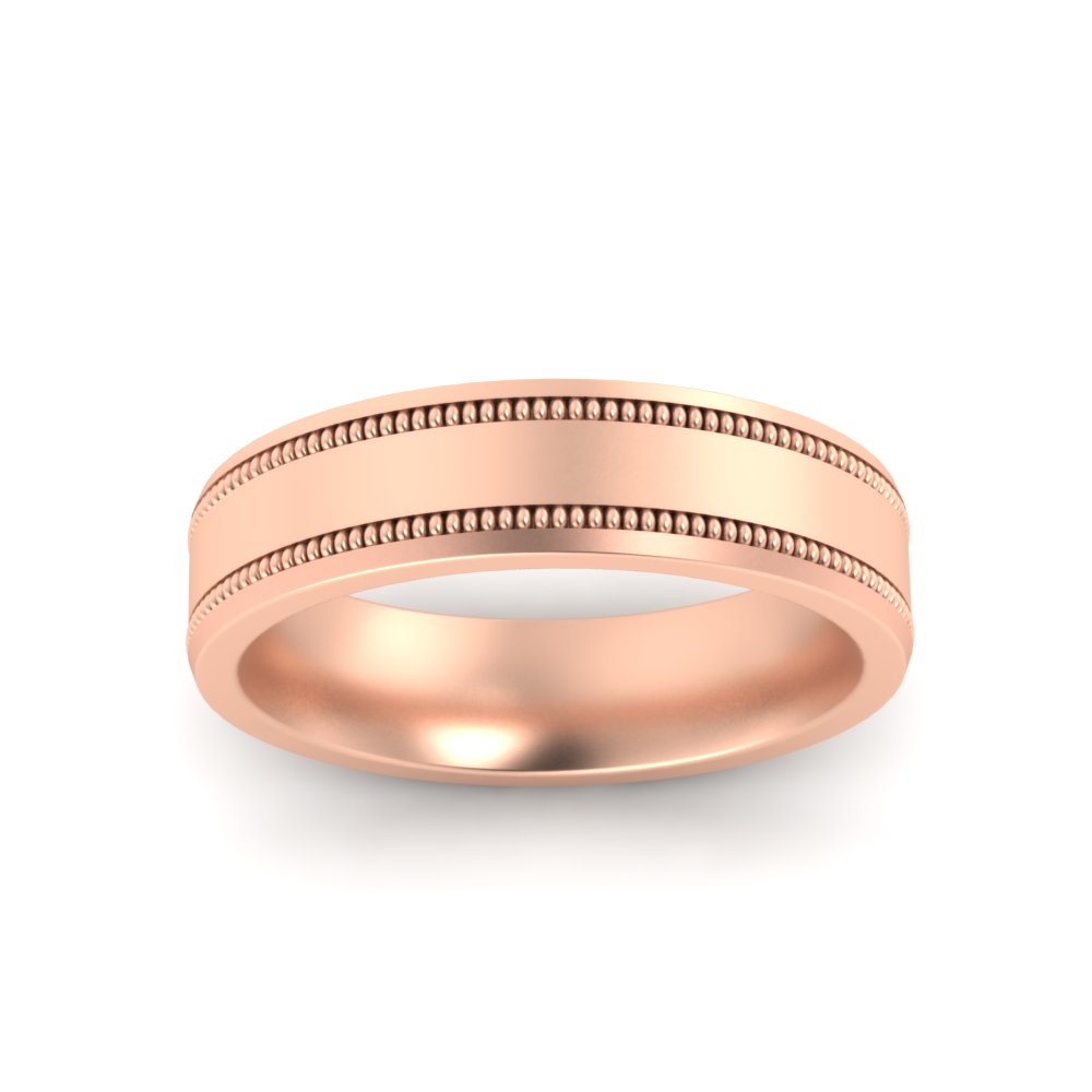 6 mm Together Double Milgrain Mens Wedding Band with 14K Rose Gold undefined