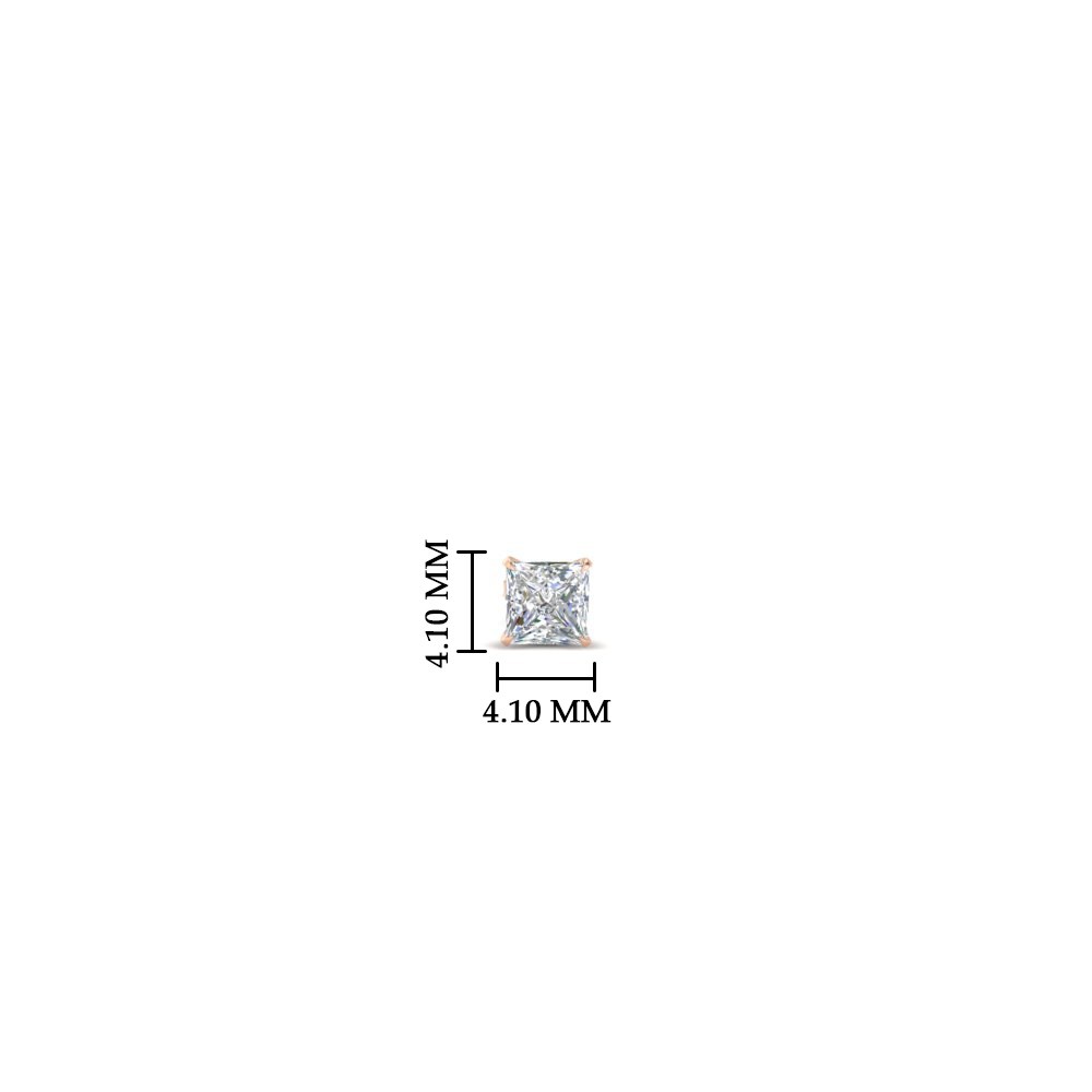 0.25 Carat Mens Single Stone Earring with 14K Rose Gold White Diamond