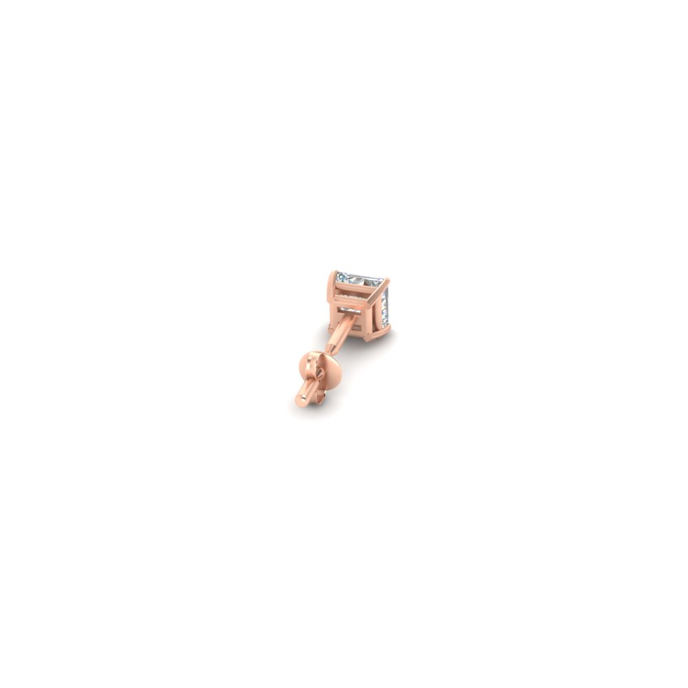 0.25 Carat Mens Single Stone Earring with 14K Rose Gold White Diamond