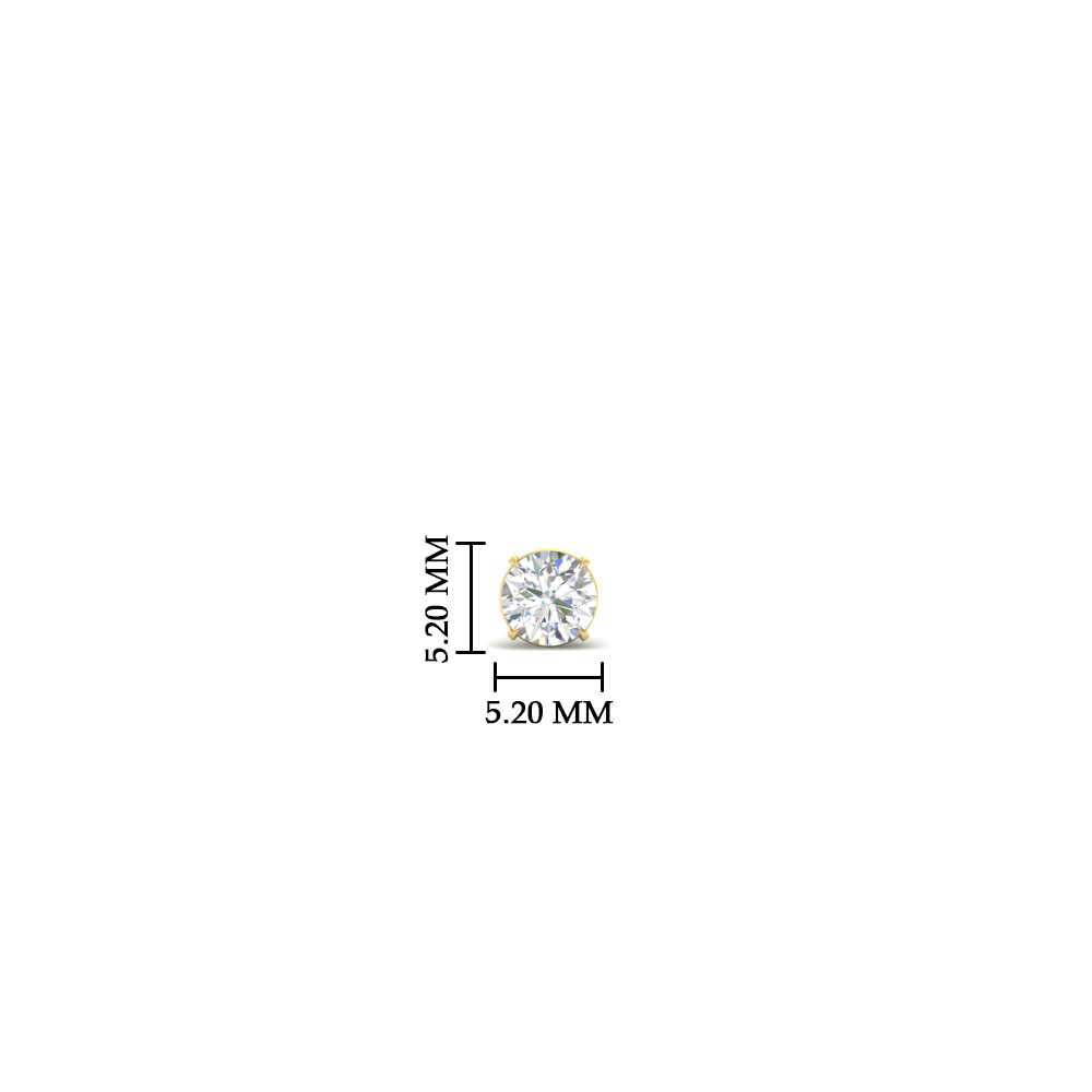 0.25 Carat Round Cut Mens Single Stone Earring with 14K Yellow Gold White Diamond