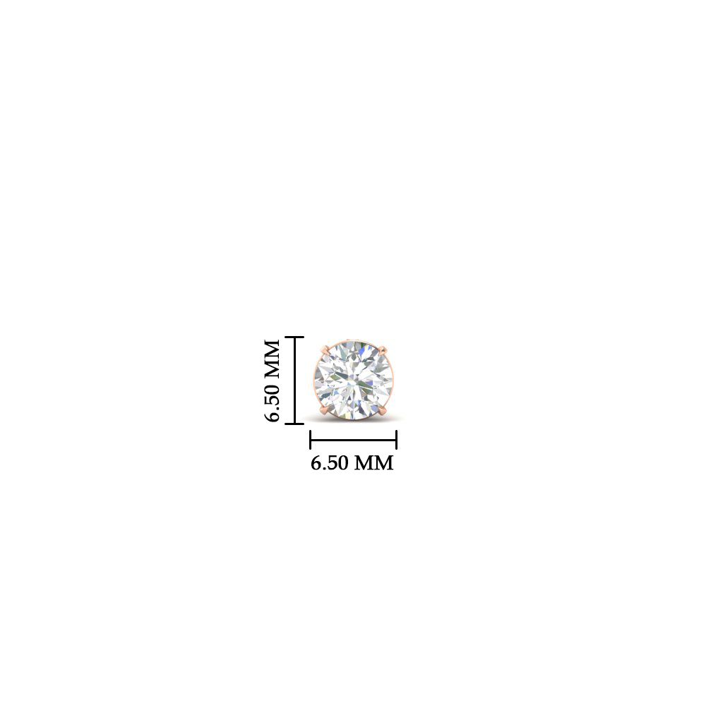 0.75 Ct. Single Stud Mens Round Cut Diamond Earring with 14K Rose Gold White Diamond