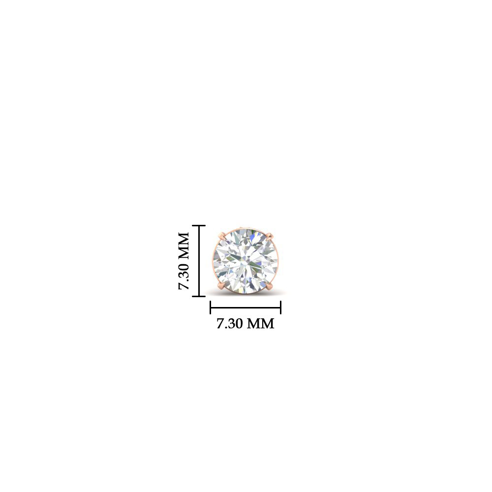1 Carat Single Solitaire Round Cut Male Earring with 14K Rose Gold White Diamond