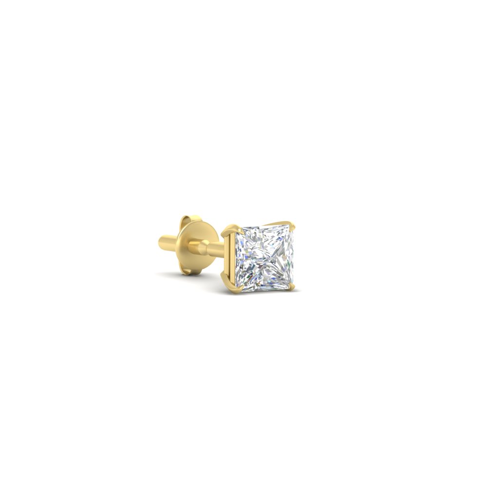3 Carat Diamond Stud Earring For Men with 14K Yellow Gold White Diamond