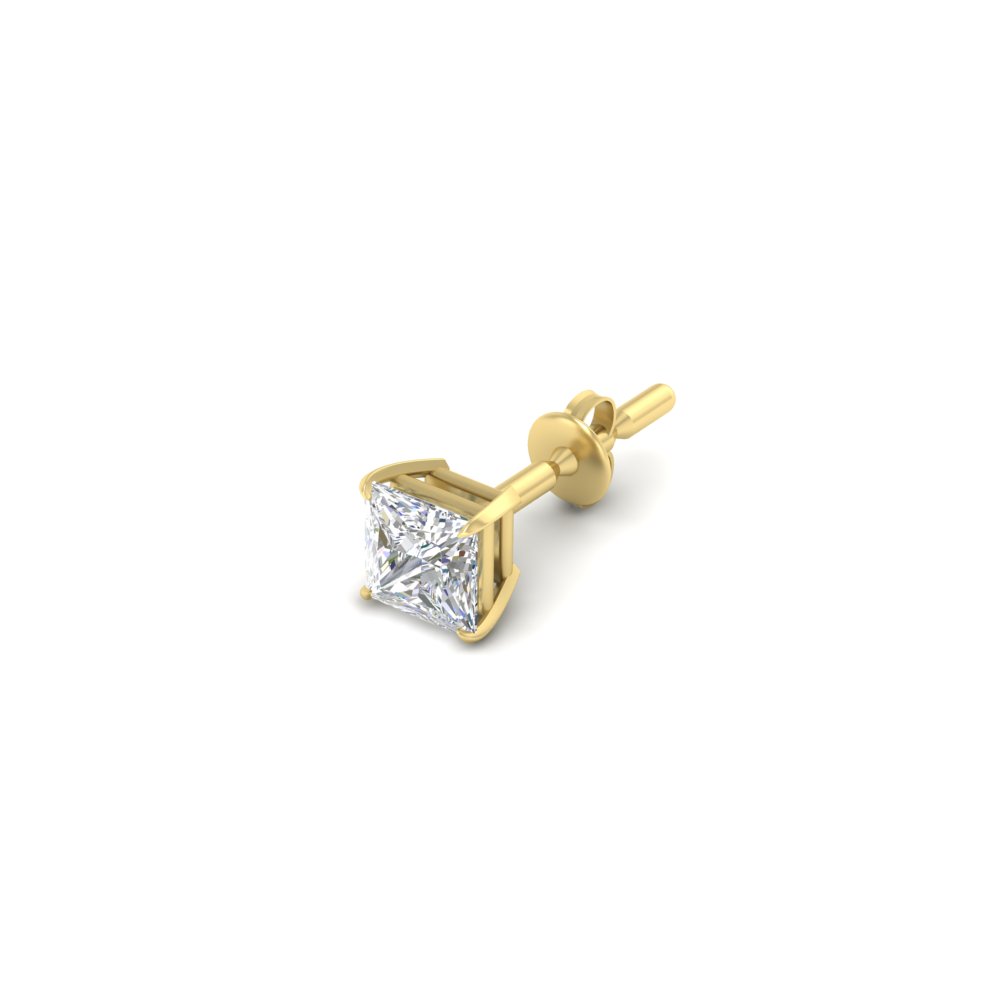 3 Carat Diamond Stud Earring For Men with 14K Yellow Gold White Diamond