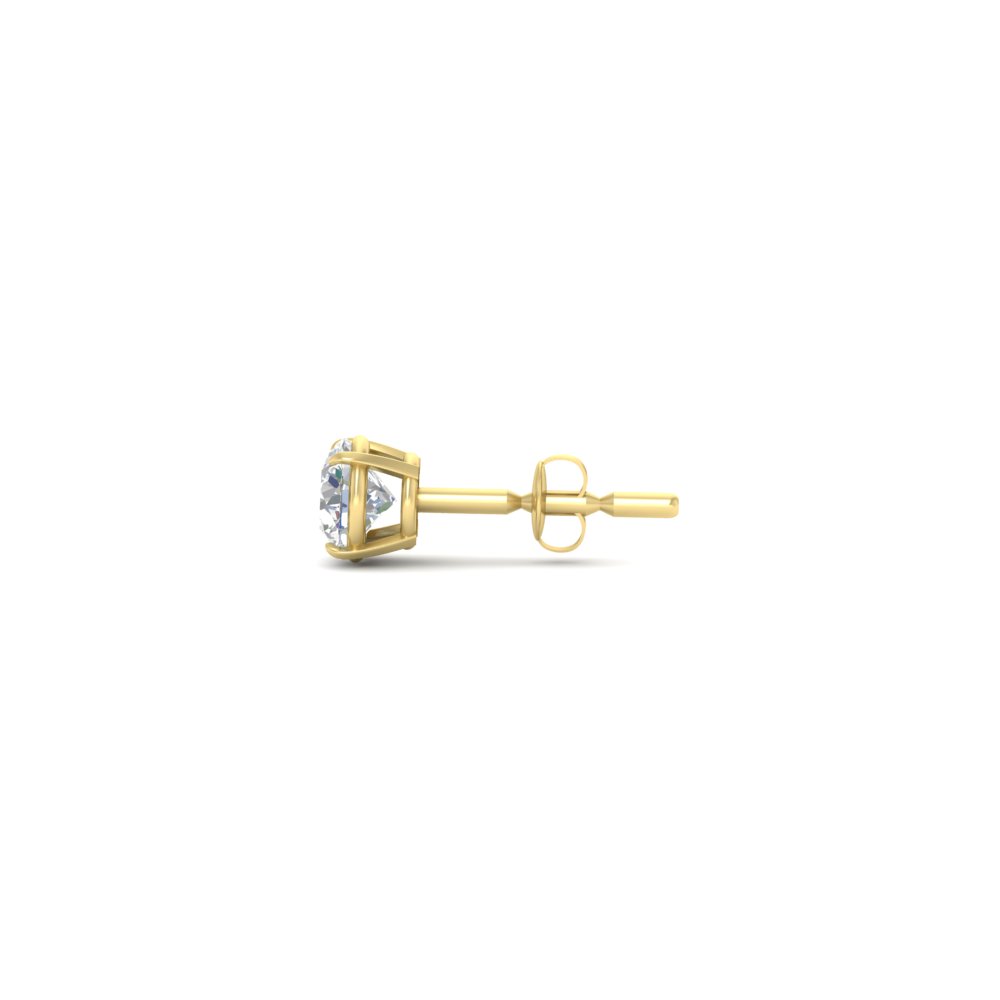3 Carat Round Cut Diamond Stud Earring For Men with 14K Yellow Gold White Diamond