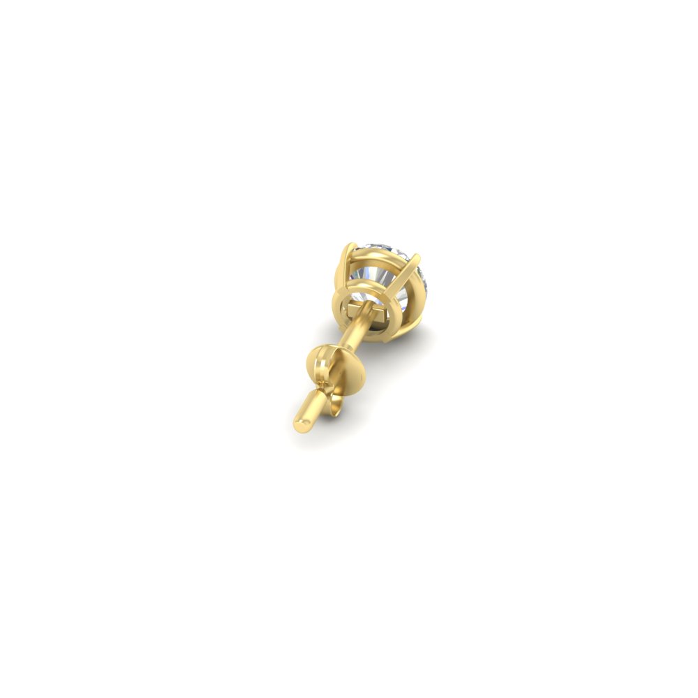 3 Carat Round Cut Diamond Stud Earring For Men with 14K Yellow Gold White Diamond