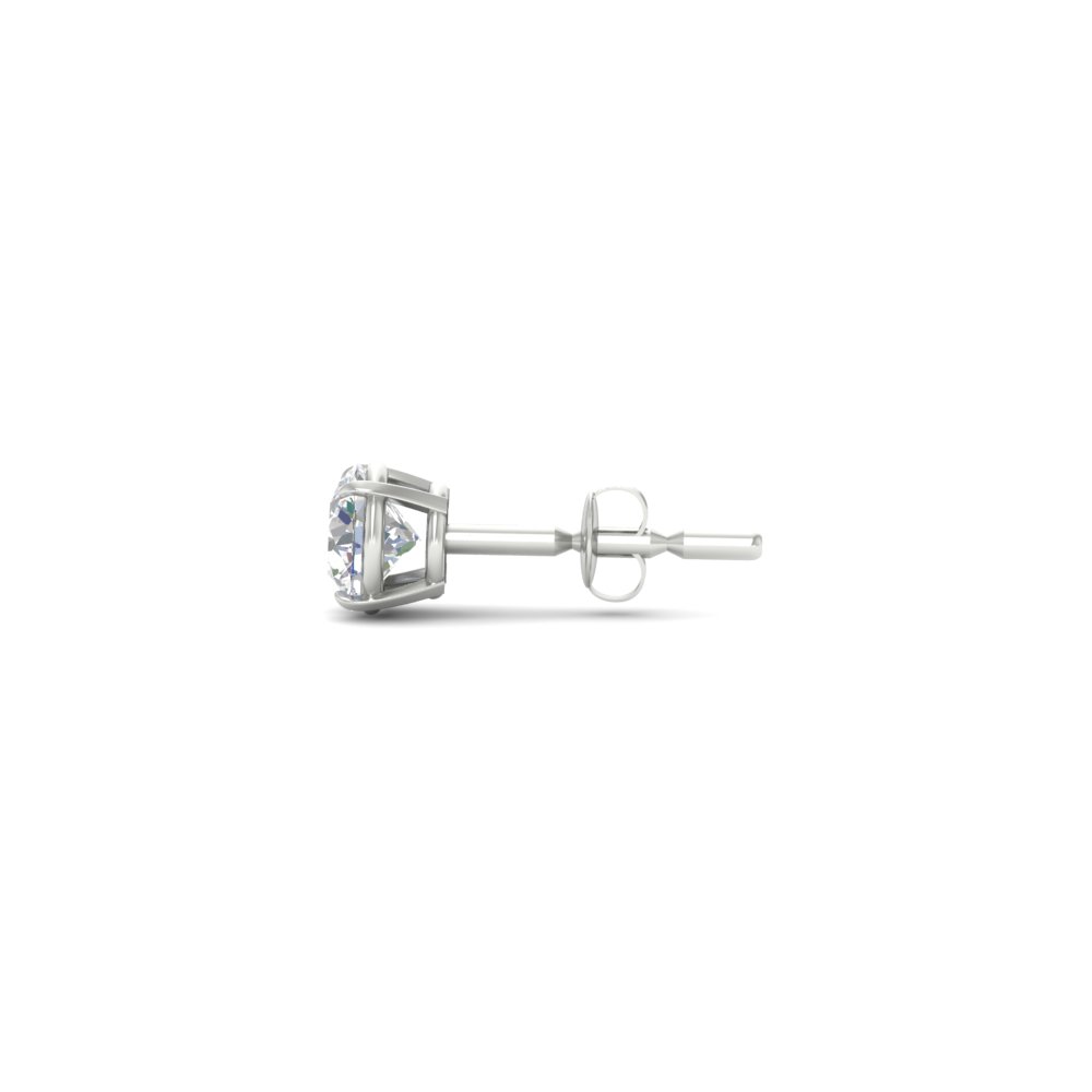 5 Carat Round Cut Mens Earring with 14K White Gold White Diamond
