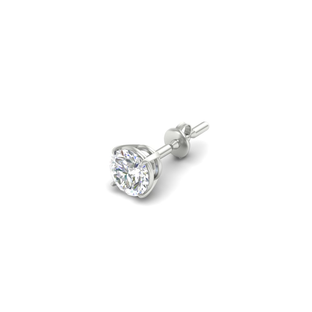 5 Carat Round Cut Mens Earring with 14K White Gold White Diamond