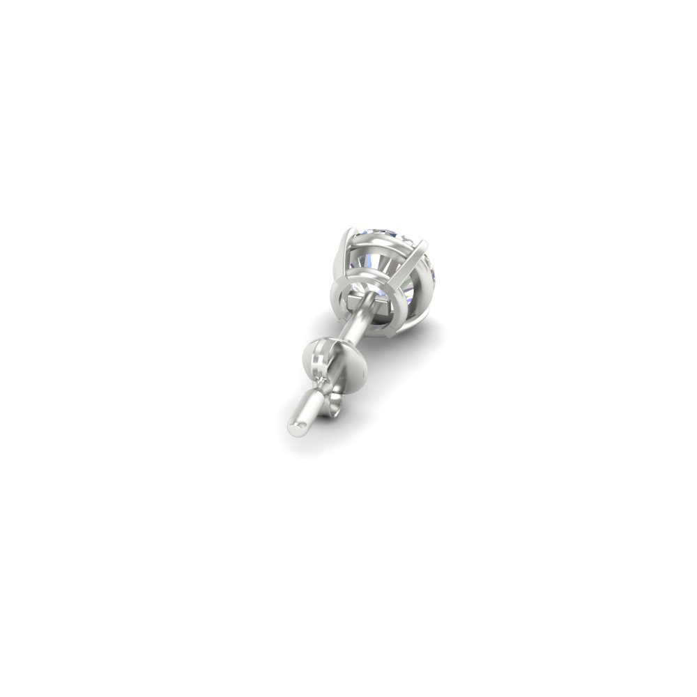 5 Carat Round Cut Mens Earring with 14K White Gold White Diamond