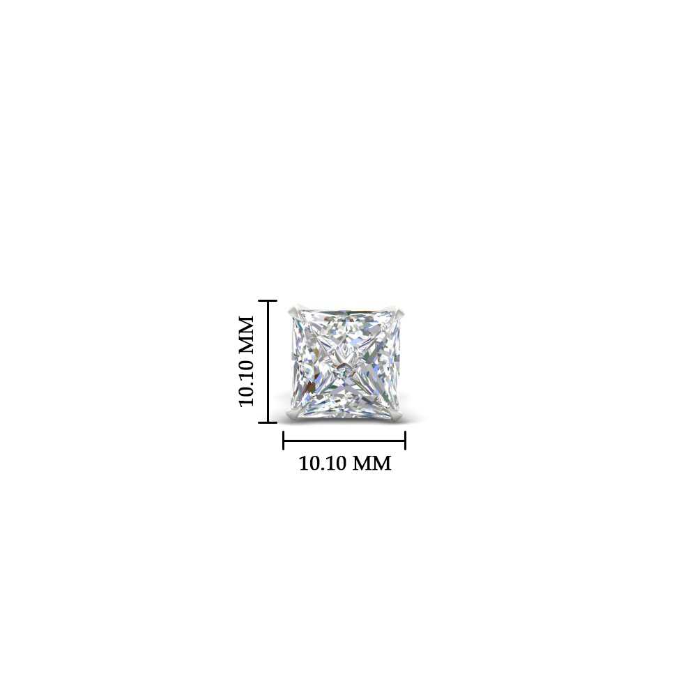 5 Carat Square Cut Mens Earring with 14K White Gold White Diamond