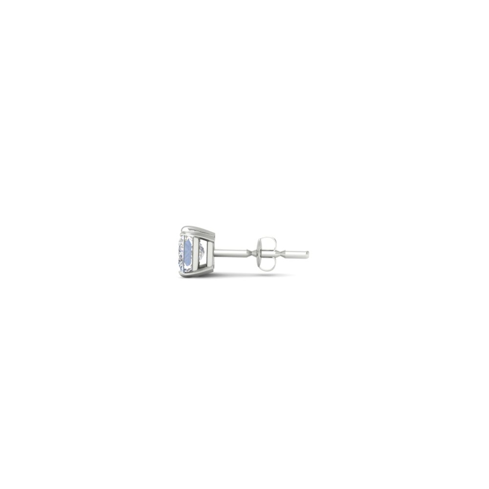 Half Carat Mens Princess Cut Earring with 14K White Gold White Diamond
