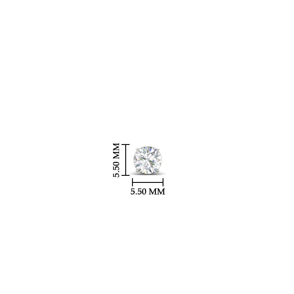 Half Carat Mens Round Cut Earring with 14K White Gold White Diamond
