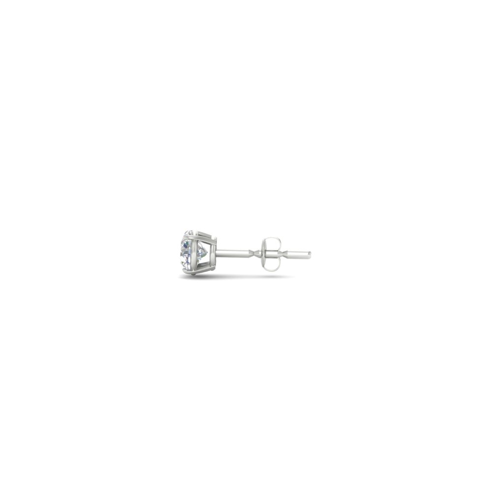Half Carat Mens Round Cut Earring with 14K White Gold White Diamond