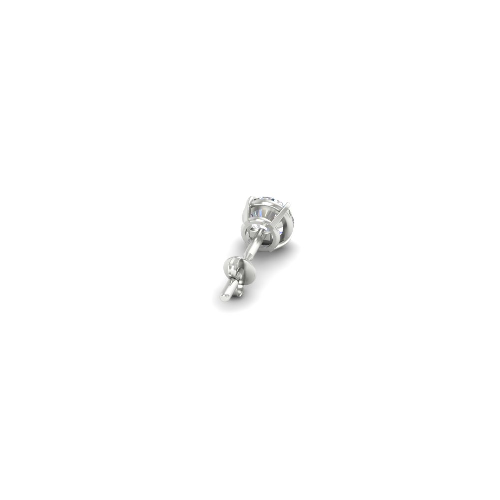 Half Carat Mens Round Cut Earring with 14K White Gold White Diamond