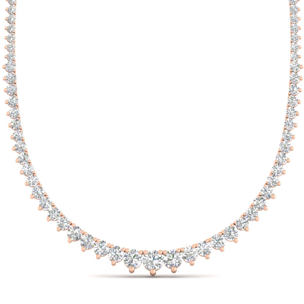 Single Line 9 Carat Tennis Diamond Necklace with 14K Rose Gold White Diamond