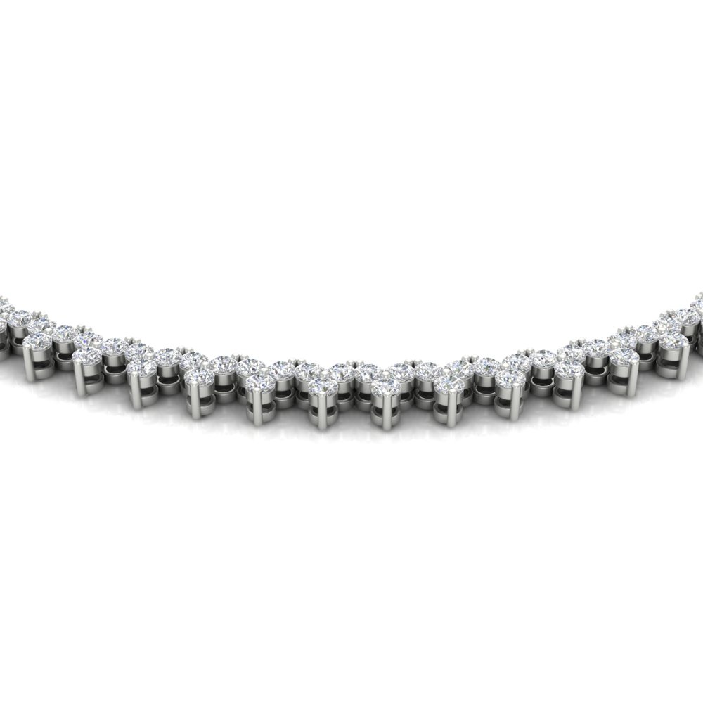 15 Carat Round Trio Diamond Tennis Necklace with 14K White Gold White Diamond