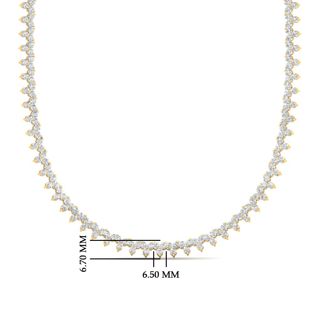 Round Diamond Triangle Graduated Chocker Tennis Necklace with 14K Yellow Gold White Diamond
