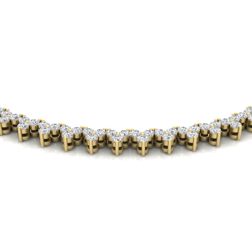 Round Diamond Triangle Graduated Chocker Tennis Necklace with 14K Yellow Gold White Diamond