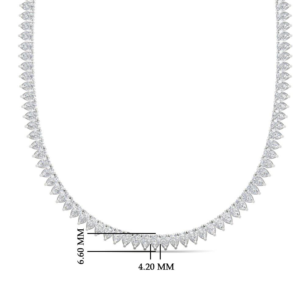 Pear Diamond Graduated Tennis Necklace with 14K White Gold White Diamond