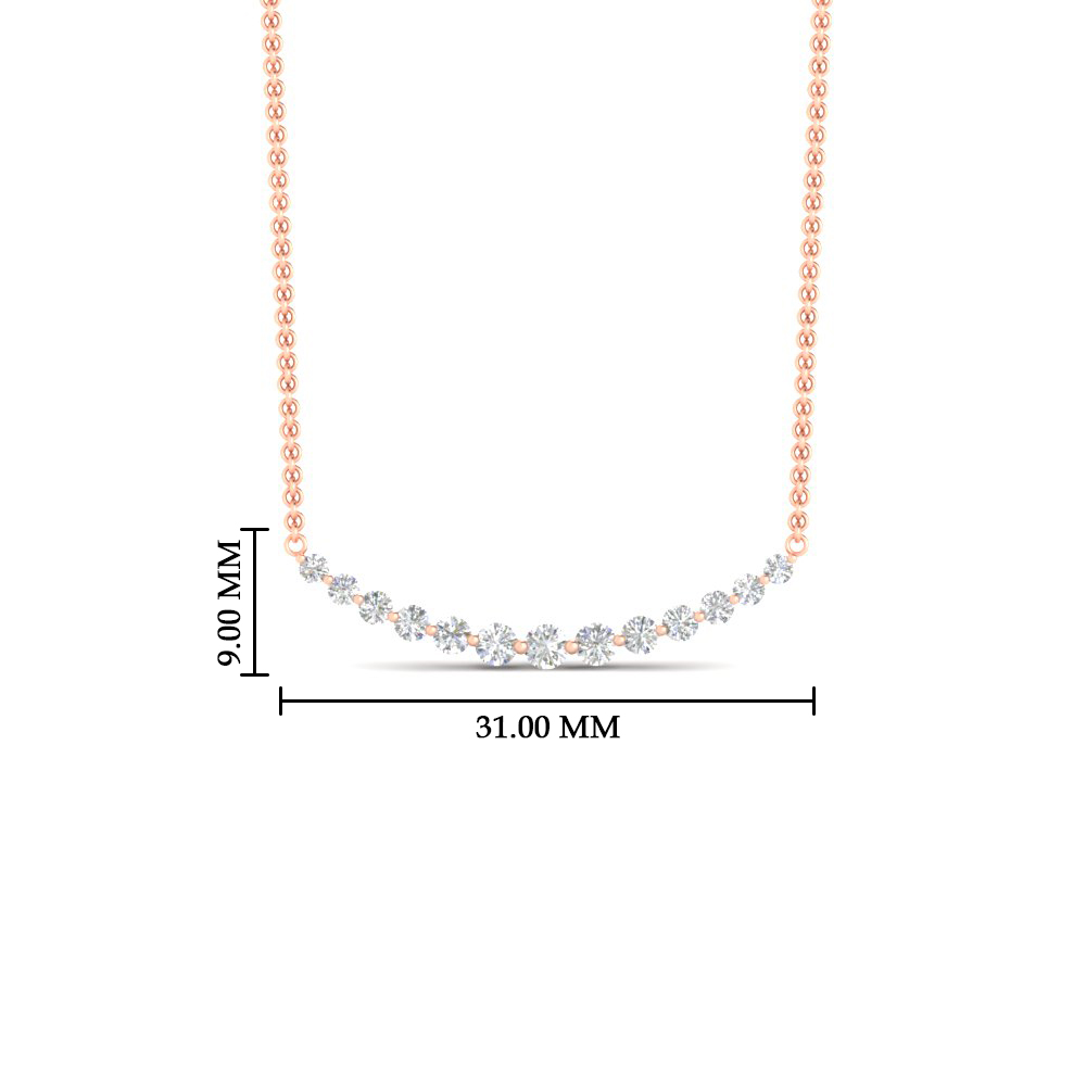 Graduated Diamond Fixed Smile Necklace with 14K Rose Gold White Diamond