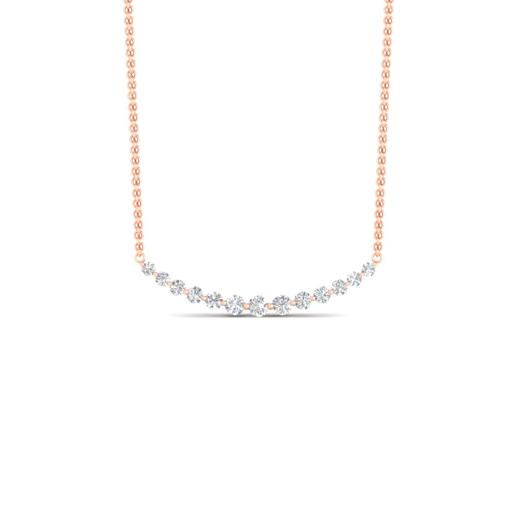 Graduated Diamond Fixed Smile Necklace with 14K Rose Gold White Diamond