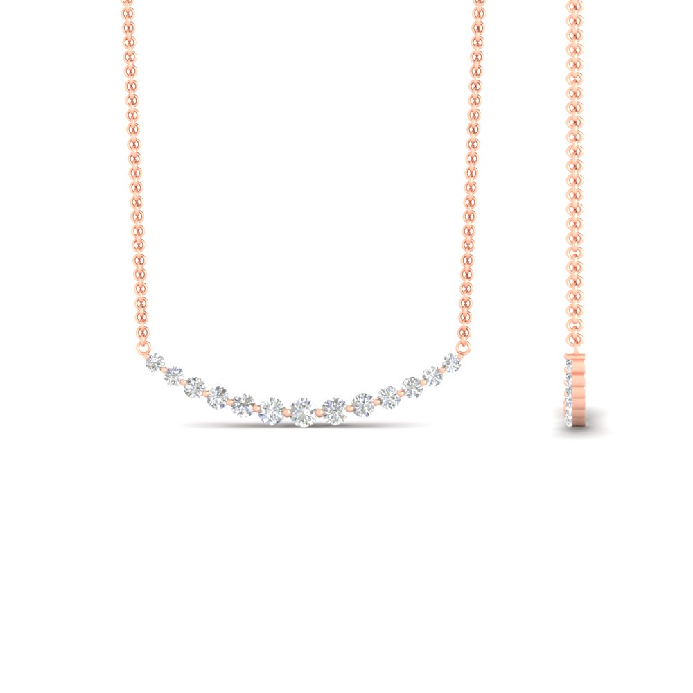 Graduated Diamond Fixed Smile Necklace with 14K Rose Gold White Diamond