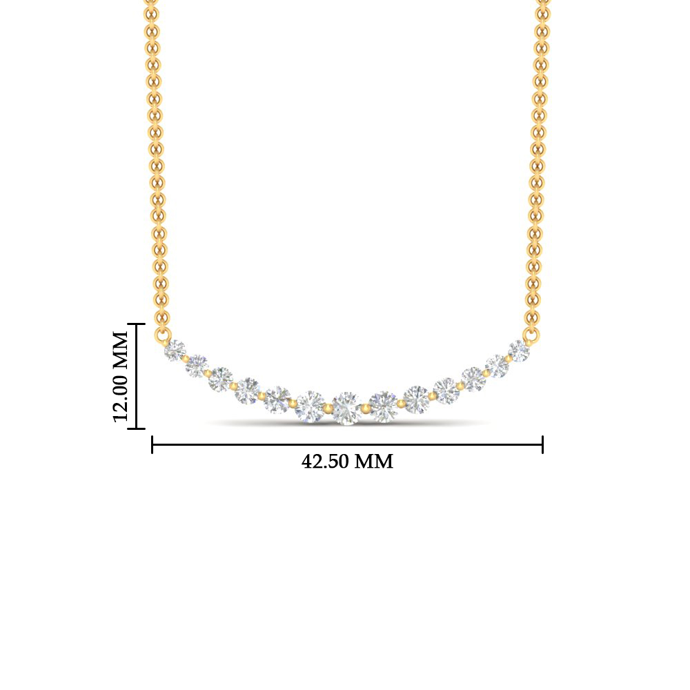 1 Carat 13 Round Diamond Graduated Necklace with White Diamond in 14K Yellow Gold