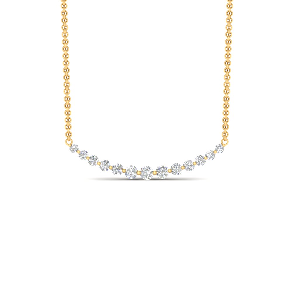 1 Carat 13 Round Diamond Graduated Necklace with White Diamond in 14K Yellow Gold