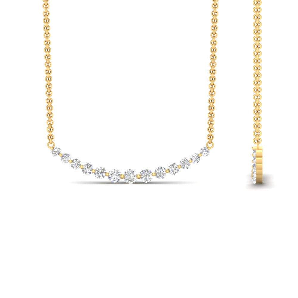 1 Carat 13 Round Diamond Graduated Necklace with White Diamond in 14K Yellow Gold