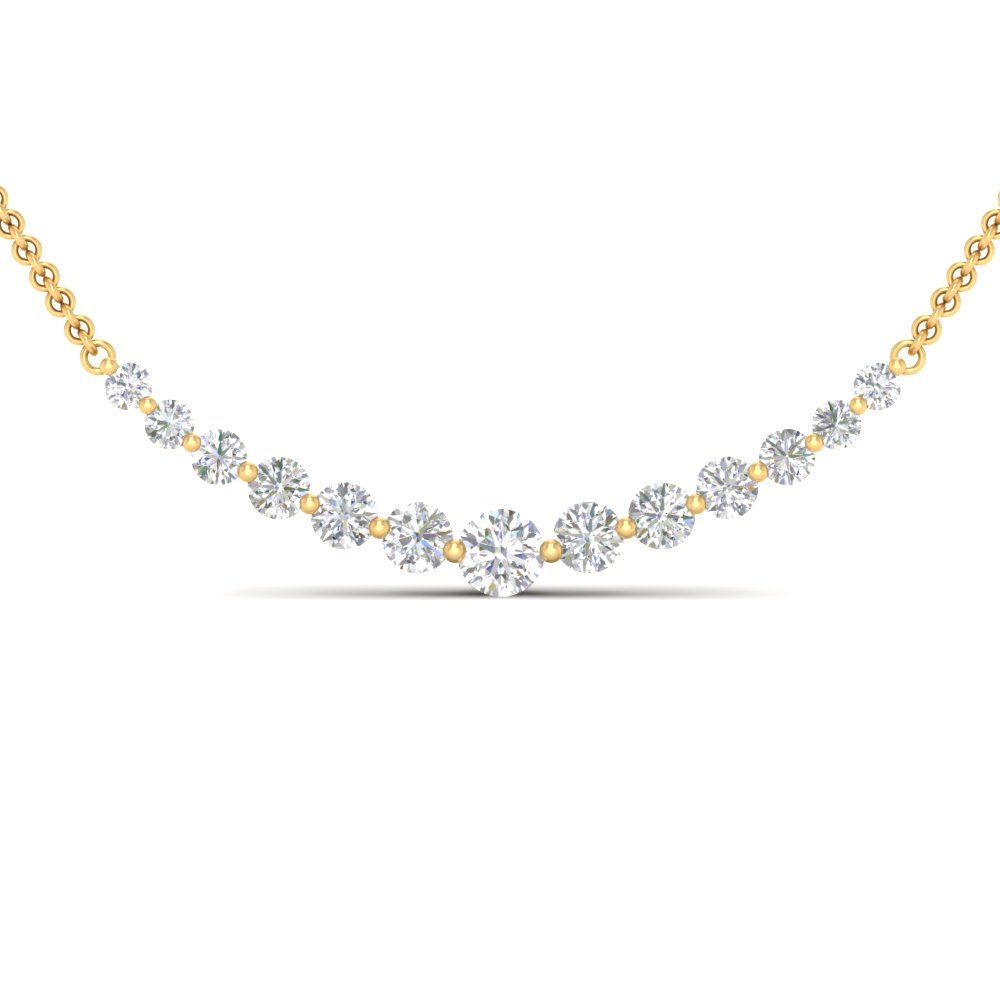 1 Carat 13 Round Diamond Graduated Necklace with White Diamond in 14K Yellow Gold