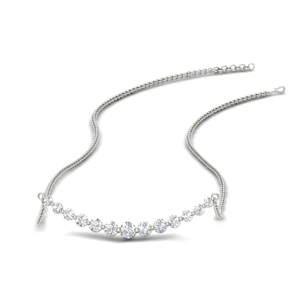 1.5 Carat Graduated Diamond Anniversary Necklace with 14K White Gold White Diamond